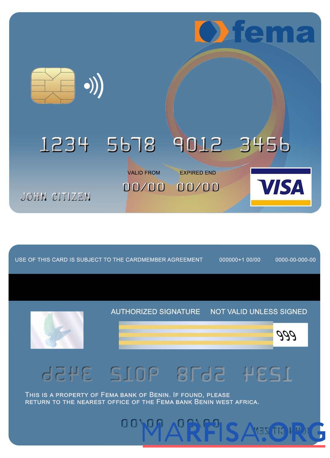 Blank Benin Fema bank visa card real example